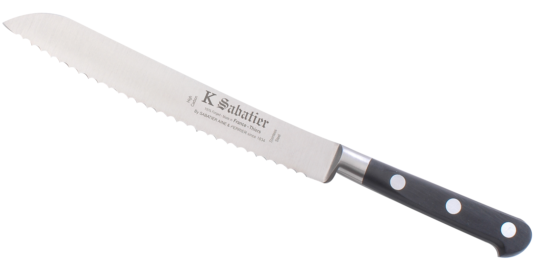 Couteaux de cuisine Sabatier - Couteau à pain Périgord forgé manche en noyer