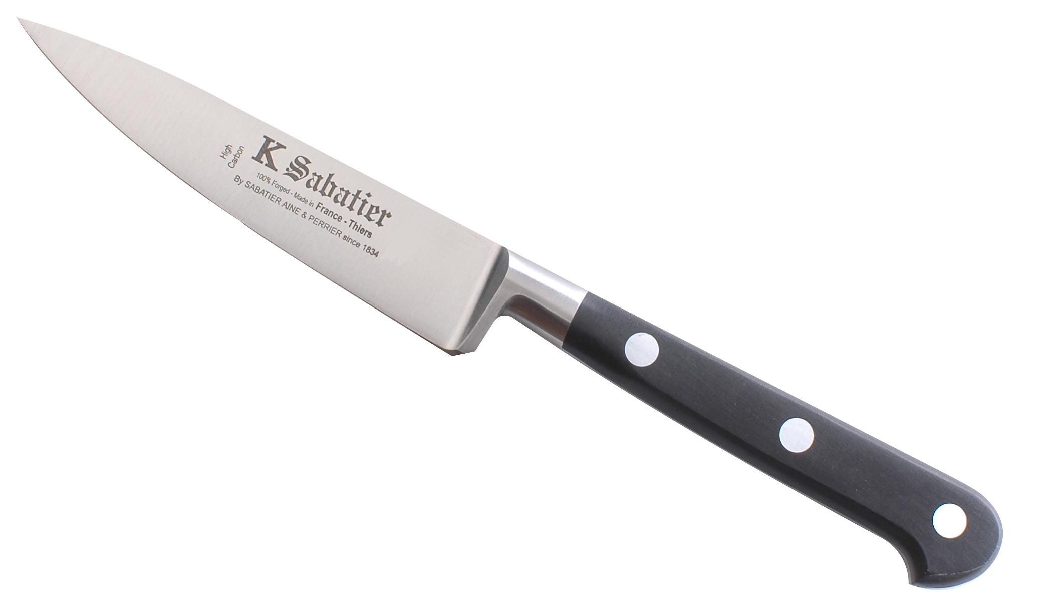 Carbon - Couteau d'office 9 cm martelé avec protection de lame Sabatie 
